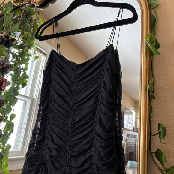 David Meister Black Floor Length Ruched 90s Prom Dress 6 Y2K - Picture 5 of 9